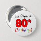 ペペールさんの80歳の誕生日パーティーのおじフランスのいちゃんボタン 缶バッジ (正面&裏面)