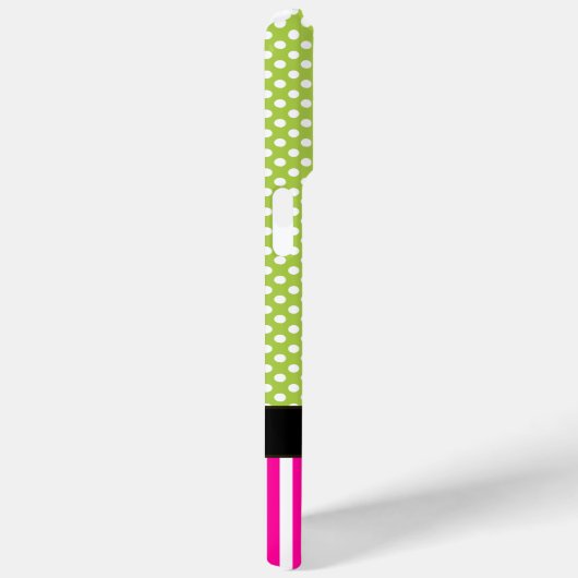 ペポパーソナライズされたッドライム水玉模様ピンクストライプ Case-Mate iPhoneケース (裏面 / 右)