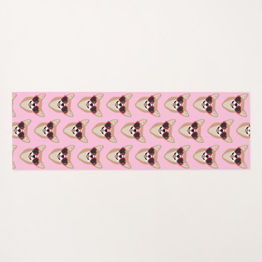 ペムおもしろいブレークウェルシュコーギーパターンピンク ヨガマット (裏面(横))