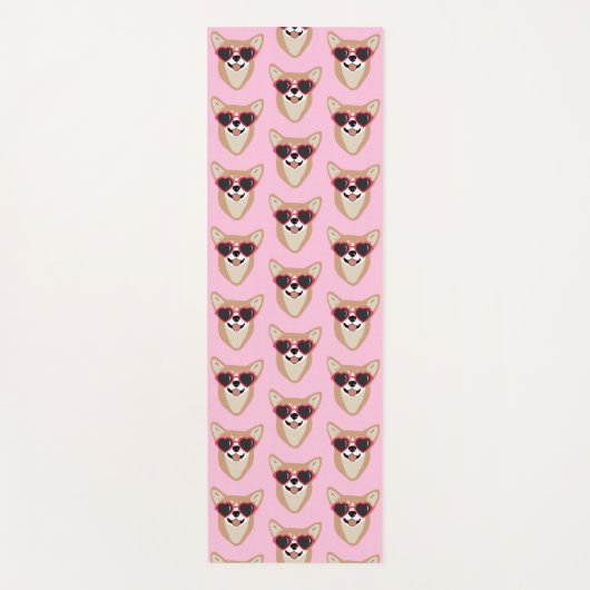 ペムおもしろいブレークウェルシュコーギーパターンピンク ヨガマット (正面)