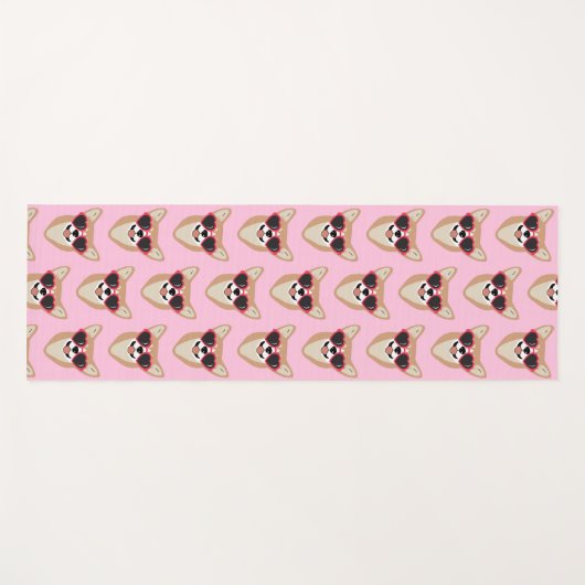 ペムおもしろいブレークウェルシュコーギーパターンピンク ヨガマット (正面(横))