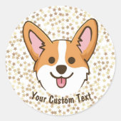 ペムパーソナライズされたブレークウェルシュコーギー子犬の星 ラウンドシール (正面)