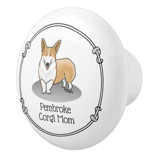 ペムブレークウェルシュコーギーママ（赤1）犬ママかわいい セラミックノブ (右)