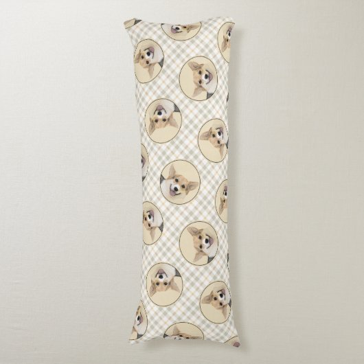 ペムブレーク絵を描ウェルシュコーギーの3色のドッグアート ボディピロー (正面縦)