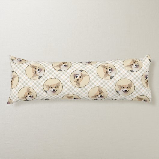 ペムブレーク絵を描ウェルシュコーギーの3色のドッグアート ボディピロー (正面)