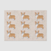 ペム赤と白ブレークウェルシュコーギードッグアートパターン 薄葉紙 (正面)