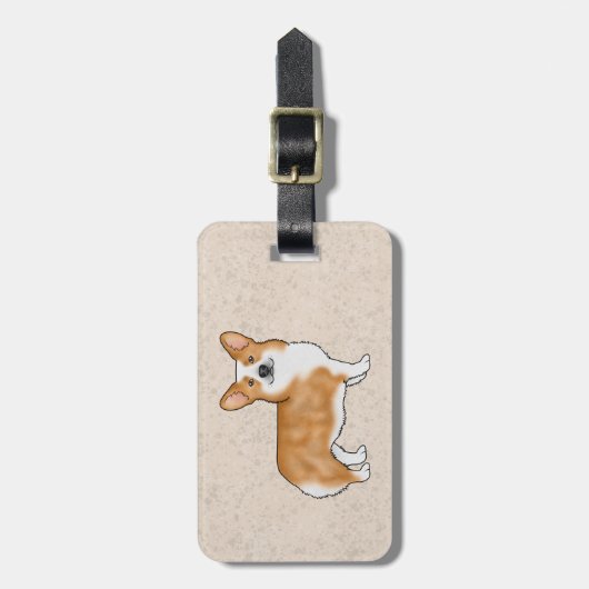 ペム赤と白ブレークウェルシュコーギー漫画の犬 ラゲッジタグ (正面縦)