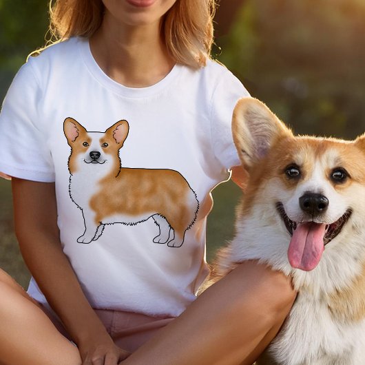 ペム赤と白ブレークウェルシュコーギー漫画の犬 Tシャツ