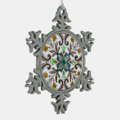 ペラナカンフローラタイル スノーフレークピューターオーナメント (左)