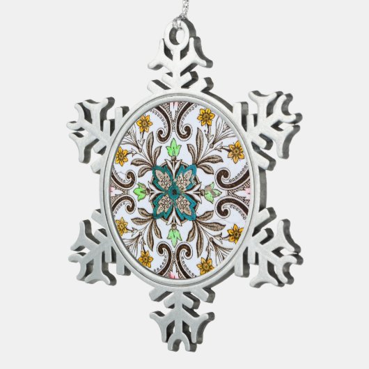 ペラナカンフローラタイル スノーフレークピューターオーナメント (右)