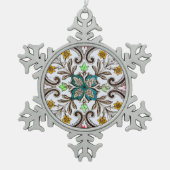 ペラナカンフローラタイル スノーフレークピューターオーナメント (正面)