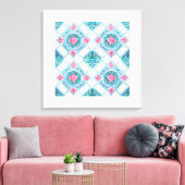 ペラナカン幾何タイルティール（緑がかった色） キャンバスプリント (インサイチュ (リビング))