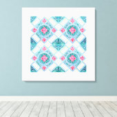 ペラナカン幾何タイルティール（緑がかった色） キャンバスプリント (インサイチュ (ウッドフロア))