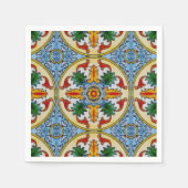 ペラナカン赤オレンジフラワーグリーン離れ器具 スタンダードカクテルナプキン (正面)