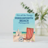 ペラン＝ポースビーチ ヴィンテージ海辺のポスター ポストカード (スタンド正面)