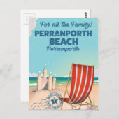 ペラン＝ポースビーチ ヴィンテージ海辺のポスター ポストカード (正面/裏面)
