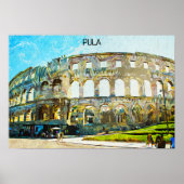 ペラ素晴らしクロアチアシティ油彩画 ポスター (正面)