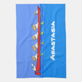 ペリおもしろいカン漕ぎ漫画イラストレーション キッチンタオル (縦)