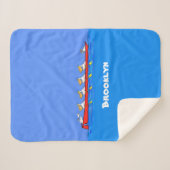 ペリおもしろいカン漕ぎ漫画イラストレーション シェルパブランケット (正面(横))