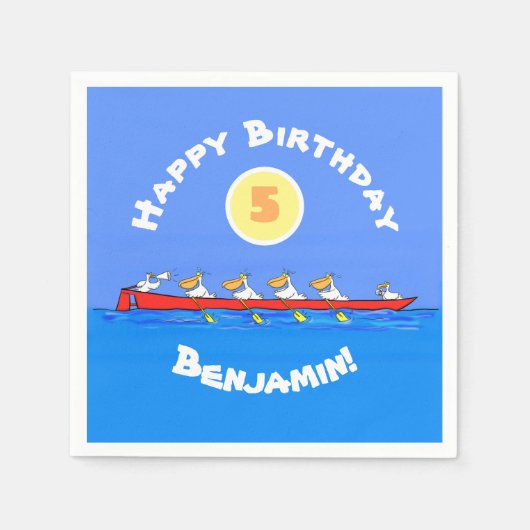 ペリおもしろいカン漕ぎ漫画イラストレーション スタンダードカクテルナプキン (正面)