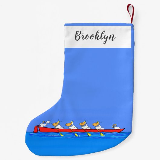 ペリおもしろいカン漕ぎ漫画イラストレーション スモールクリスマスストッキング (裏面)