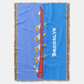 ペリおもしろいカン漕ぎ漫画イラストレーション スローブランケット (正面縦)