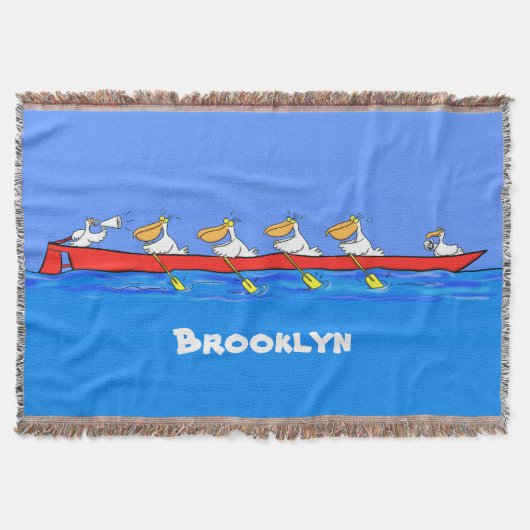 ペリおもしろいカン漕ぎ漫画イラストレーション スローブランケット (正面)