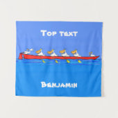 ペリおもしろいカン漕ぎ漫画イラストレーション タペストリー (正面(横))