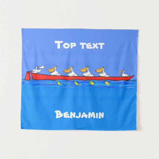 ペリおもしろいカン漕ぎ漫画イラストレーション タペストリー (正面(横))