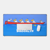 ペリおもしろいカン漕ぎ漫画イラストレーション デスクマット (キーボード&マウス)