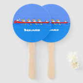 ペリおもしろいカン漕ぎ漫画イラストレーション ハンドファン (正面&裏面)