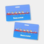 ペリおもしろいカン漕ぎ漫画イラストレーション バッジ (正面＆裏面)