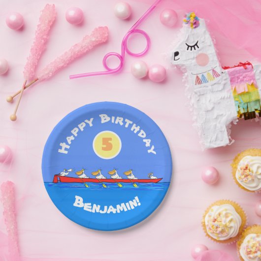 ペリおもしろいカン漕ぎ漫画イラストレーション ペーパープレート (パーティー)