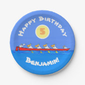 ペリおもしろいカン漕ぎ漫画イラストレーション ペーパープレート (正面)