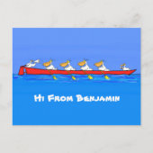 ペリおもしろいカン漕ぎ漫画イラストレーション ポストカード (正面)