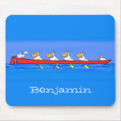 ペリおもしろいカン漕ぎ漫画イラストレーション マウスパッド (正面)