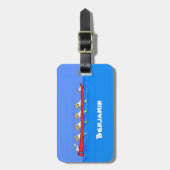 ペリおもしろいカン漕ぎ漫画イラストレーション ラゲッジタグ (正面縦)