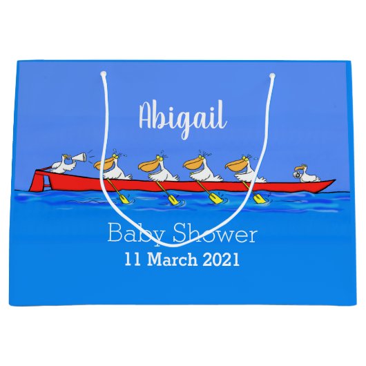 ペリおもしろいカン漕ぎ漫画イラストレーション ラージペーパーバッグ (正面)