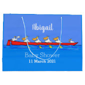 ペリおもしろいカン漕ぎ漫画イラストレーション ラージペーパーバッグ (裏面)