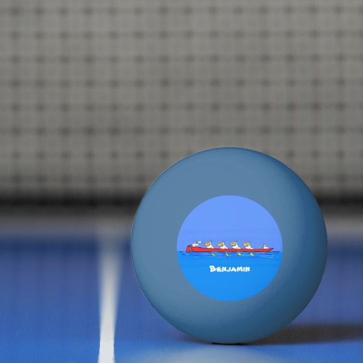 ペリおもしろいカン漕ぎ漫画イラストレーション 卓球ボール (ネット)