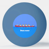 ペリおもしろいカン漕ぎ漫画イラストレーション 卓球ボール (裏面)