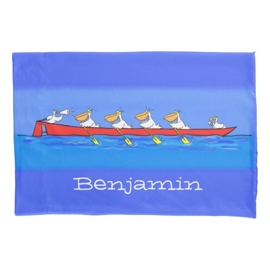 ペリおもしろいカン漕ぎ漫画イラストレーション 枕カバー (正面)