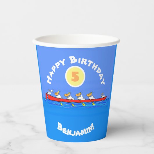 ペリおもしろいカン漕ぎ漫画イラストレーション 紙コップ (正面)