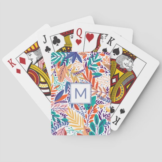 ペリかわいらしウインクルパープルモノグラム春の花 トランプ (裏面)