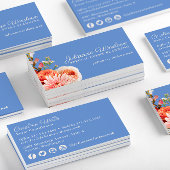 ペリウィンクルのシックなピンクと桃の花 名刺