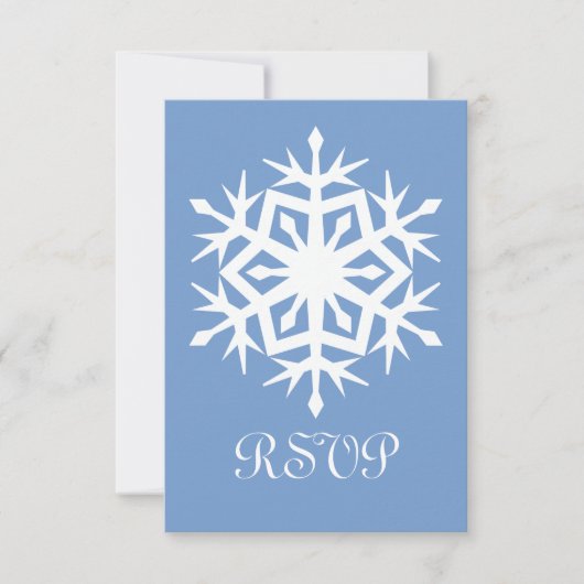 ペリウィンクルの冬の雪の結晶RSVPカード 出欠カード (正面)
