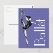 ペリウィンクルはっきりしたブラック、ホワイトウォーター色バレリーナ ポストカード (正面/裏面)