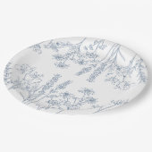 ペリウィンクルエレガントブルーワイルドフラワーブライダルシャワー ペーパープレート (アングル)