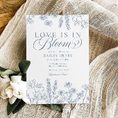 ペリウィンクルエレガントブルーワイルドフラワーブライダルシャワー 招待状
