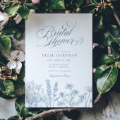 ペリウィンクルエレガントブルーワイルドフラワーブライダルシャワー 招待状